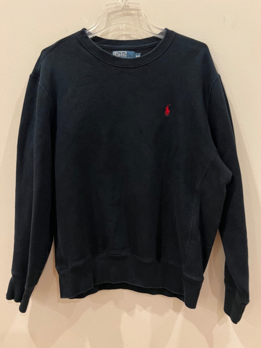 Vintage Polo Ralph Lauren Sweatshirt Mens Large Black Heavyweight Preppy Casual